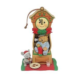 Vtg 1997 Westmar Ornament Teddy Bear in Grandfather Clock Mouse Cookies Milk